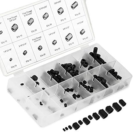 NEIKO 50484A Internal Hex Allen Set Screw Assortment Kit, Coarse and Fine Thread Screws with Full-Steel Construction, 200-Piece Set