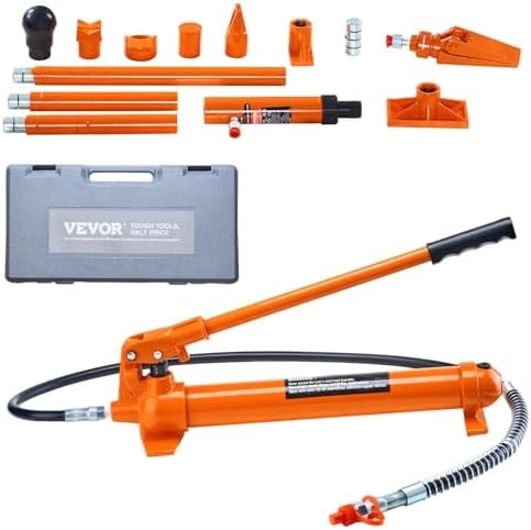 VEVOR Porta Power Kit, 12 Ton Load, Portable Hydraulic Jack with 4.6 ft Extended Oil Hose, Long Handle Design, Auto Body Frame Repair Kit with Portable Storage Case for Car Repair, Truck, Farm