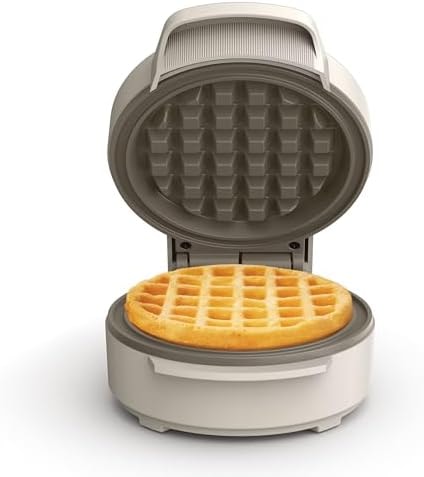 bella Stack & Store Mini Waffle Maker, 4-Inch Ceramic Nonstick, Oatmilk
