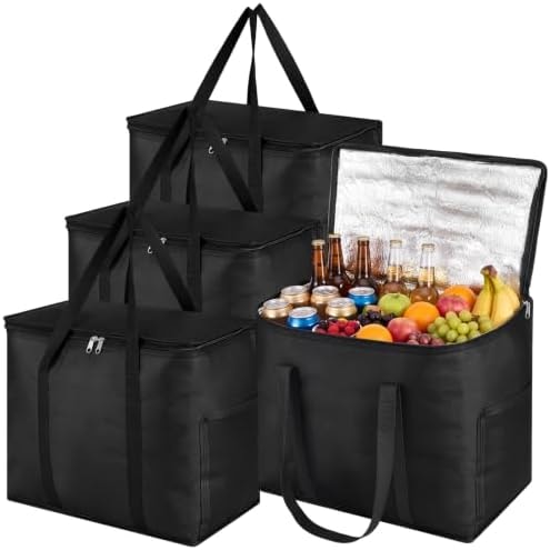 Dntorx 2 Pack Insulated Reusable Grocery Bags, Cooler Bag, 16 x 9 x 13 in