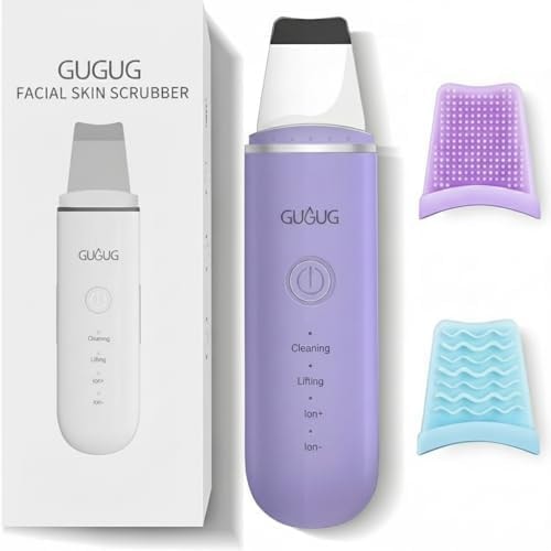 GUGUG Skin Scrubber Face Spatula, 4 Modes Skin Spatula Blackhead Remover Pore Cleaner-Purple
