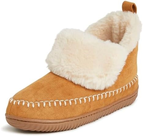 Dearfoams Women's Alpine Moritz Outdoor Arch Support House Shoe Bootie Slipper, Whiskey, 6-7