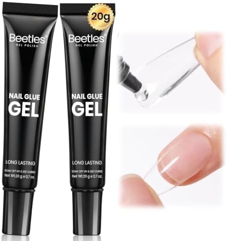 Beetles 2Pcs*20g Solid Nail Glue Gel, Tipex Soft Nail Tips Glue