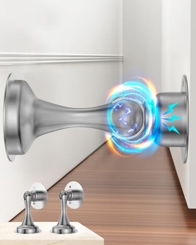 Door Stoppers Magnetic Door Catch, 2 Pack Stainless Steel Magnetic Door Stop, Double-Sided Adhesive Tape, No Drilling, Screws for Stronger Mount, Holder Your Door Open for Wide Doors
