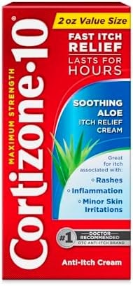 Cortizone-10 Maximum Strength Soothing Aloe Itch Relief Cream, 1% Hydrocortisone, Fast-Acting, Anti-Itch Cream for Bug Bites, Rash, Eczema, Psoriasis, Poison Ivy, Oak, Sumac & More, 2 oz