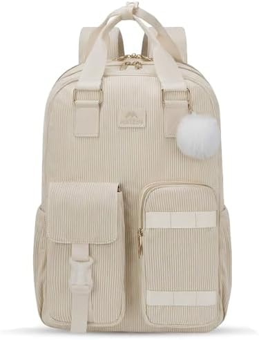 MATEIN 15.6 Inch Laptop Backpack, Cute Corduroy College School Work Bookbag