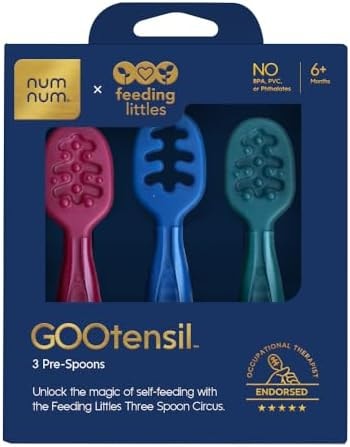 NumNum Feeding Littles Baby Spoons 6 Months, 3-Pack Jewel Tones