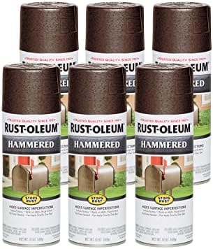 Rust-Oleum 210880-6PK Stops Rust Hammered Spray Paint, 12 oz, Brown, 6 Pack