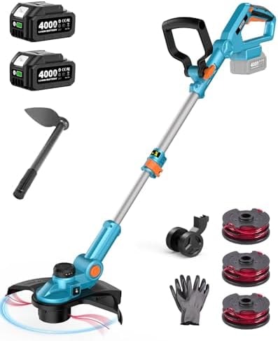 SEESII 13" String Trimmer Electric Weed Wacker with 2x4000mAh Batteries