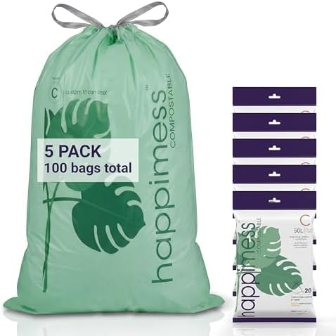happimess Douglas 20-Count Unscented 13.2 Gal Trash Bags, Green, Pack of 5