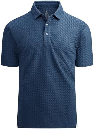 Esabel.C Men's Golf Polo Shirts Stretch Collared Short Sleeve,Teal02,L