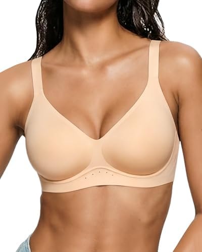 As Fairy Womens Wireless Jelly Bra Wirefree Seamless Bra Invisible Nude 36C