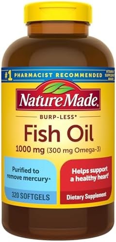 Nature Made Burp Less Fish Oil Omega 3, 1000mg Softgels, 320 Softgels