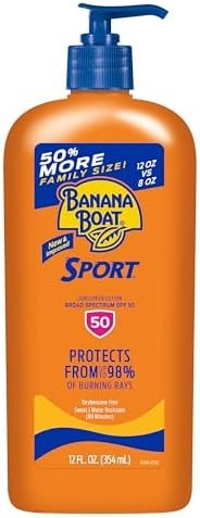 Banana Boat Sport Ultra SPF 50 Sunscreen Lotion, 12oz | Banana Boat Sunscreen SPF 50 Lotion, Oxybenzone-Free, Sunblock, Family Size, 12oz (Pack of 1)