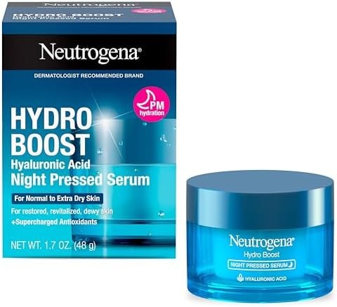 Neutrogena Hydro Boost Night Pressed Serum - with Hyaluronic Acid & Antioxidants, Hydrating Face Moisturizer that Restores & Revitalizes Skin Overnight, for Normal to Extra Dry Skin, 1.7 oz