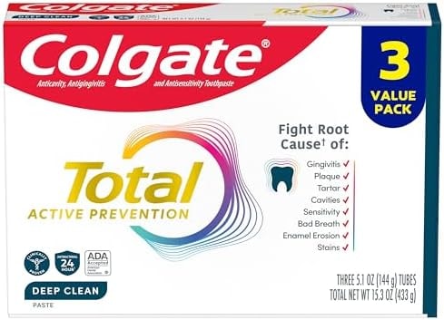 Colgate Total Deep Clean Toothpaste, Mint, 3 Pack, 5.1 oz