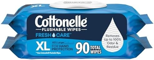 Cottonelle XL Flushable Wipes, 2 Packs, 45 Wipes per Pack