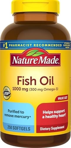 Nature Made Fish Oil Omega 3 Supplements, 1000mg Softgels, 250 Softgels