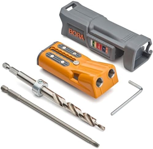 BORA Pro Compact Pocket Hole Jig, Auto Adjusting Drill Guide, Durable Pocket Hole Jig Kit for Woodworking & Tight Spaces - For Materials 1/2 inch to 1 1/2 inch Thick, Power Tool Accessory Jigs