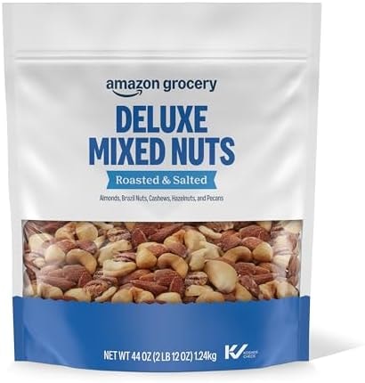 Amazon Grocery, Deluxe Mixed Nuts, Roasted & Salted, 44 Oz (Previously Happy Belly, Packaging May Vary)
