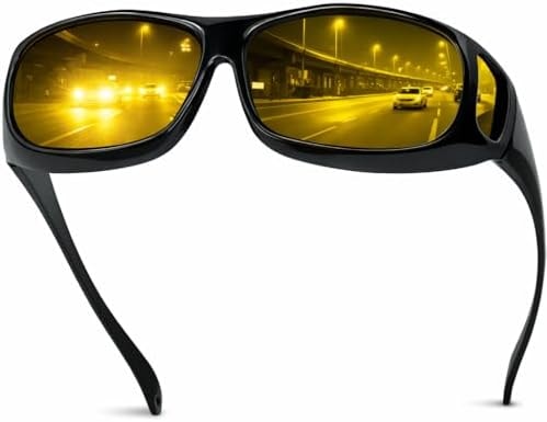 Chiccool Polarized Night Driving Glasses, Fit Over Glasses for Men & Women