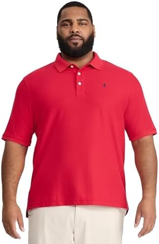 IZOD Men’s Big-and-Tall Advantage Performance Short-Sleeve Solid Polo Shirt, Real Red, Large