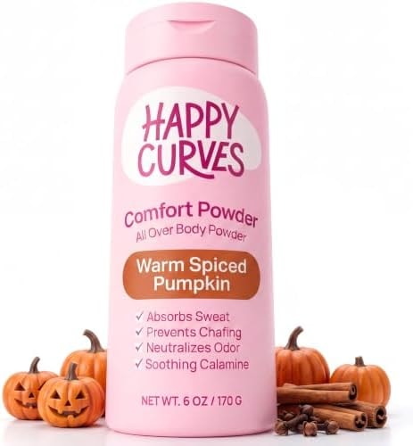 HAPPY CURVES Talc-Free Anti-Chafe Deodorant Body Dusting Powder for Women