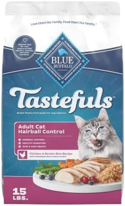 Blue Buffalo Tastefuls Chicken Adult Hairball Control Dry Cat Food, 15 lb