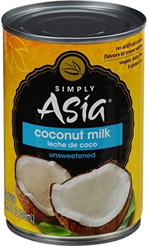 Simply Asia Unsweetened Coconut Milk, 13.66 fl oz - One 13.66 Ounce Can of Unsweetened Coconut Milk, Gluten and Dairy Free, Perfect Alternative for Cooking, Baking and Beverages