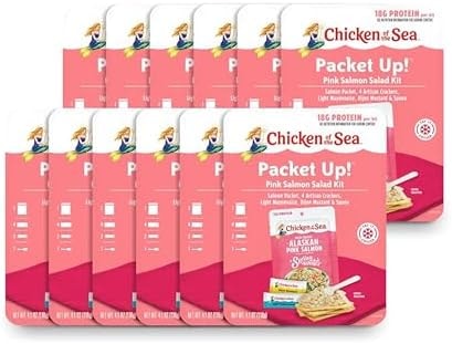 Chicken of the Sea Packet Up! Alaskan Pink Salmon Salad Kit, 4.1 oz. Packets, 12-Count – High Protein Snack – Make Salmon Salad for Easy, Nutritious Ready to Eat Meals