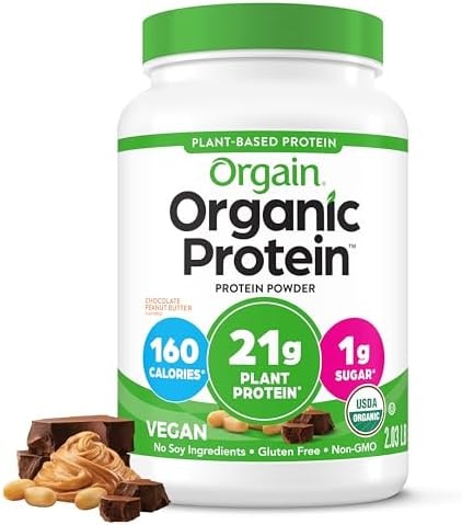 Orgain Organic Vegan 21g Protein Powder, Chocolate Peanut Butter, 2.03 lb