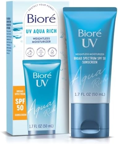 Biore UV Aqua Rich Moisturizer SPF 50 Facial Sunscreen, 1.7 fl oz