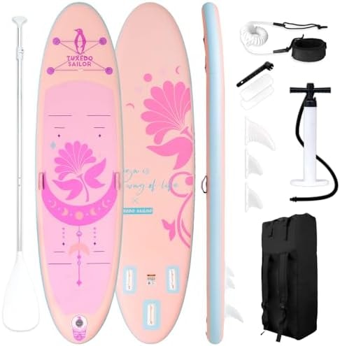 Tuxedo Sailor 10'6"×33"×6" Inflatable Stand Up Paddle Board with SUP Accessories, Anti-Slip EVA Deck and Large Fin, Paddle Boards for Adults & Youth of All Skill Levels
