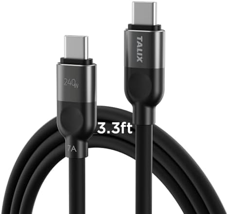 TALIX 240W USB C to USB C Cable, 7A PD3.2 Fast Charging Cable (3.3FT)