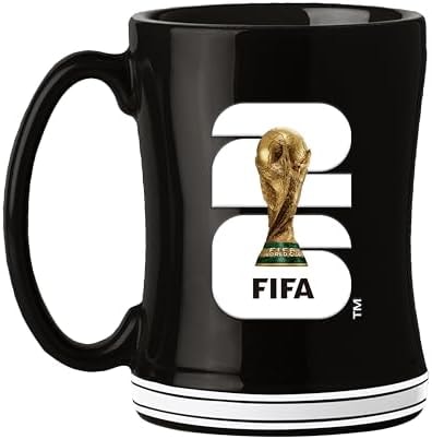 HONAV Soccer FIFA World Cup 2026 14oz Sculpted Relief Mug – Bold Ceramic Coffee Cup With Raised Design – Great Gift For Soccer Fans & Collectors