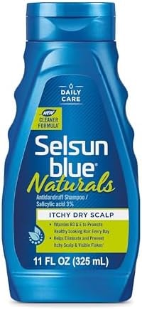 Selsun Blue Naturals Itchy Dry Scalp Antidandruff Shampoo, Extra-Hydrating Formula With Vitamins B3 and E, 11 fl. oz.