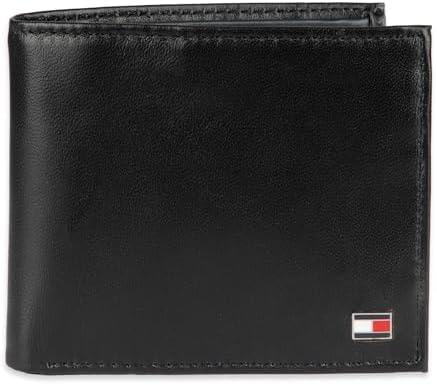 Tommy Hilfiger mens Slim Leather Passcase Wallet With Removable ID Window Oxford Black