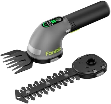 Fanttik Z10 Pro Cordless Hedge Trimmer, 6” Shurbbery Trimmer & 3.5” Grass Shear, Dual-Mode with Battery Display, Type-C Fast Charge, Two Blades for Yard, Garden, Lawn Care