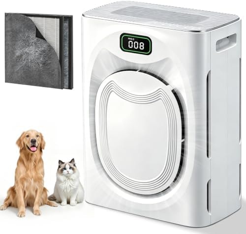 Pet Hair Air Purifier for Large Room 2500 sq ft, Reduce Pet Hair, Dander, Odors, H13 HEPA & Washable Pre-Filter, PM2.5 Air Quality Monitor, Smart WiFi