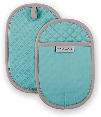 KitchenAid Asteroid Pot Holder 2-Pack Set, Aqua, 6.5"x10"