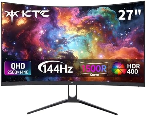 KTC H27S5C 27 Inch Curved Gaming Monitor, 1440P QHD 144Hz Monitor, HDR 400