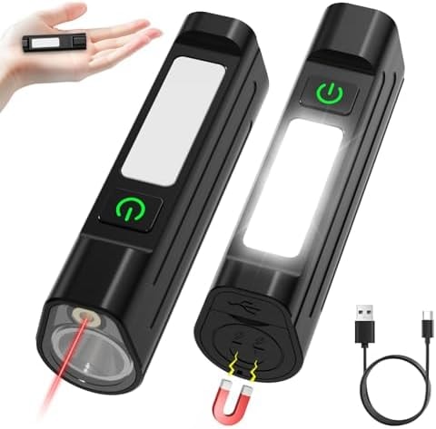Rechargeable Small EDC Magnetic Flashlight with Red Beam & COB Work Light, 1500 Lumens Pocket Flashlight, IPX4 Compact LED Flash Light for Presentation, Pet Play, Outdoor, Car Repair, Emergency Use