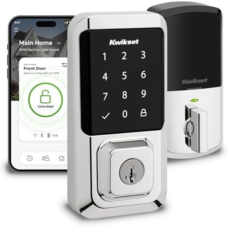 Kwikset Halo Wi-Fi Smart Lock, Keyless Entry Door Deadbolt, Geofence Auto-Unlock, Grade AAA Certified, No Hub Required Easy Install, Polished Chrome Lifetime Finish Warranty, Touchscreen
