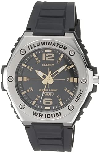 Casio Illuminator Men's Quartz Sport Watch with Black Resin Strap Heavy Duty Metal Bezel Model: MWA100H-1A2V Silver-Tone