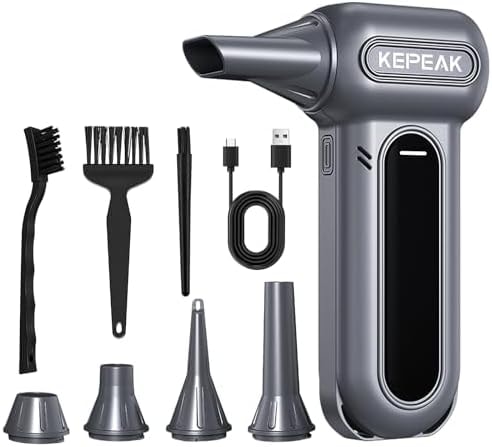 Electric Compressed Air Duster, 130000RPM Cordless Rechargeable Air Duster with Brushless Motor, 4 Gear Adjustable Dust Blower for Computer, Keyboard, Home & Outdoor