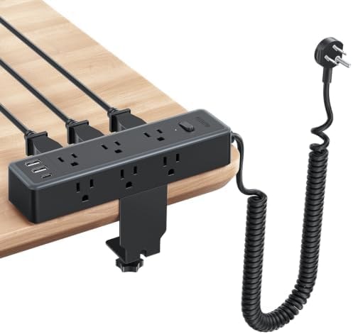 NTONPOWER Desk Clamp Power Strip 10 FT, 20W USB C Fast Charging Station