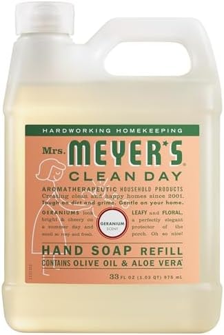MRS. MEYER'S CLEAN DAY Hand Soap Refill, Geranium Scent, 33 Fl Oz Bottle