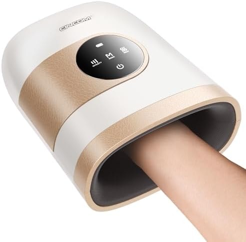 CINCOM Upgraded Hand Massager with Heat and Compression, Pearl White