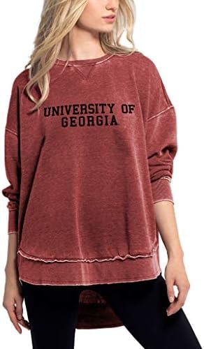 chicka-d NCAA Georgia Bulldogs Womens Burnout Crew Sweatshirt, Cardinal, Small (480_TC_CB)