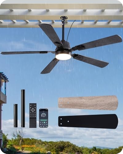 EDISHINE 52" Outdoor Ceiling Fan with Light, 5200CFM, 3CCT, Remote Control